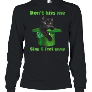 Black Cat Dont Kiss Me Stay Six Feet Away Happy St Patricks Day 2021 shirt 3