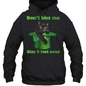 Black Cat Dont Kiss Me Stay Six Feet Away Happy St Patricks Day 2021 shirt 5