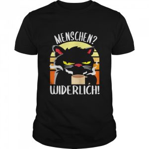 Black Cat Drink Coffee Menschen Widerlich Vintage Shirt 1