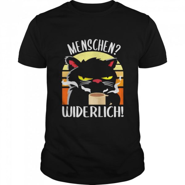 Black Cat Drink Coffee Menschen Widerlich Vintage Shirt