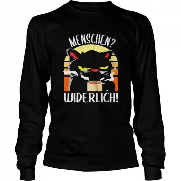 Black Cat Drink Coffee Menschen Widerlich Vintage Shirt