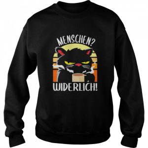 Black Cat Drink Coffee Menschen Widerlich Vintage Shirt 4