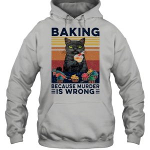 Black Cat Eat Baking Because Murder Is Wrong Vintage shirt 5