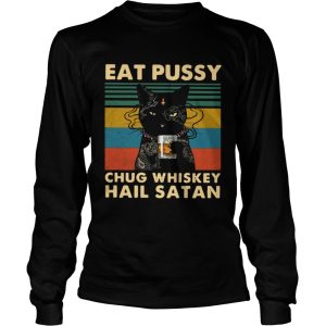 Black Cat Eat Pussy Chug Whiskey Hail Satan Vintage shirt 2