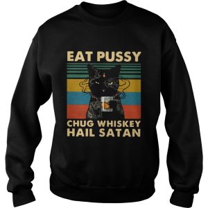 Black Cat Eat Pussy Chug Whiskey Hail Satan Vintage shirt 3