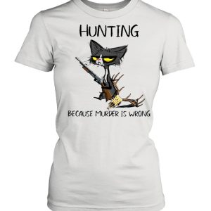 Black Cat Hunting because murder Is wrong shirt 2