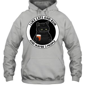 Black Cat I Like Cats And Rum And Maybe 3 People T shirt 5