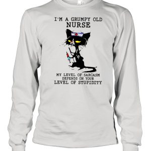 Black Cat Im A Grumpy Old Nurse My Level Of Sarcasm Depends On Your Vintage Retro shirt 3