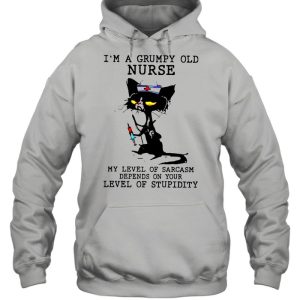 Black Cat Im A Grumpy Old Nurse My Level Of Sarcasm Depends On Your Vintage Retro shirt 5