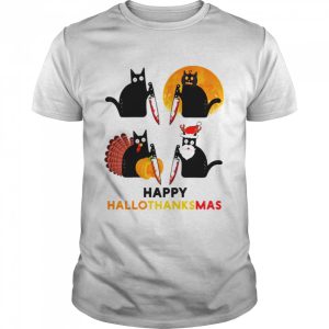 Black Cat Murder Halloween Thanksgiving Christmas Holidays shirt 1