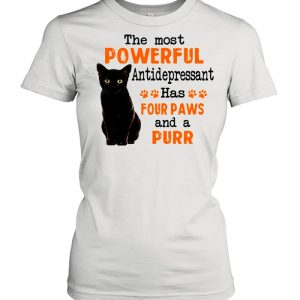 Black Cat The Most Powerful Antidepressant Has Four Paws And A Purr T shirt 2