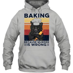 Black cat baking because murder is wrong vintage shirt 3