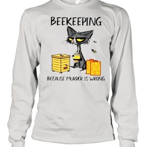 Black cat beekeeping because murder is wrong shirt