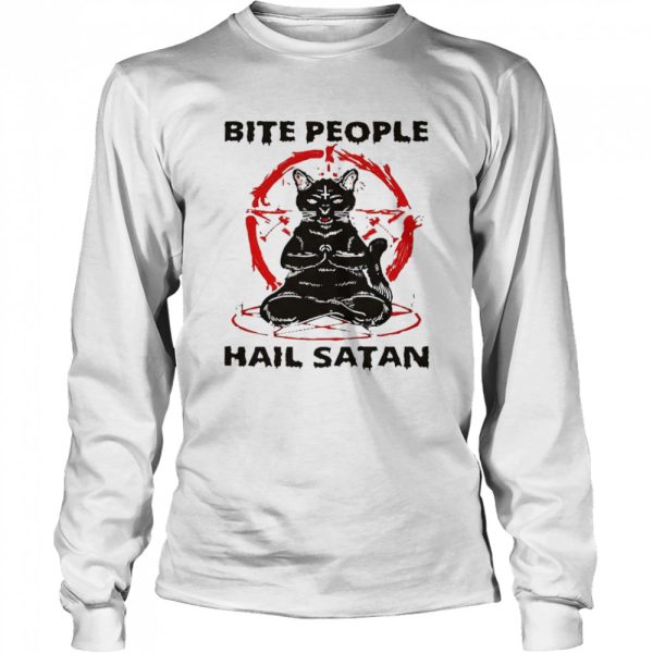 Black cat bite people hail satan shirt