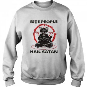 Black cat bite people hail satan shirt 2