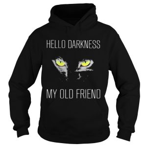 Black cat hello darkness my old friend night shirt 1