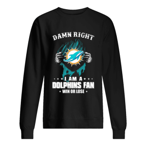 Blood insides damn right I am a miami dolphins fan win or lose stars shirt 2