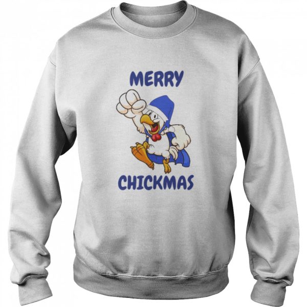 Blue Art Santa Hat Xmas Chicken shirt