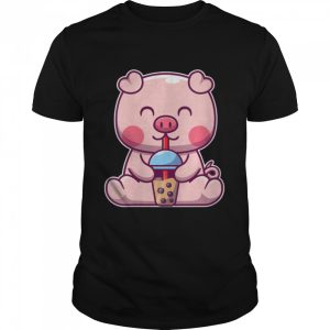 Boba Tea Pig Kawaii Japanese Anime Shirt 1