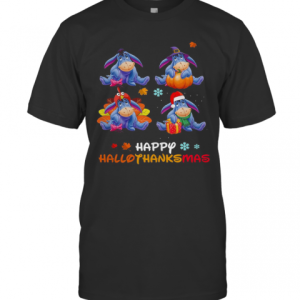 Bourriquet Disney Halloween And Merry Christmas Happy Hallothanksmas T-Shirt