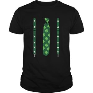 Boys ThreeLeaf Clover TieSuspenders St Patricks Day shirt