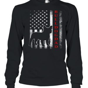 Bulldog Dad With Proud American Flag Dog shirt 1