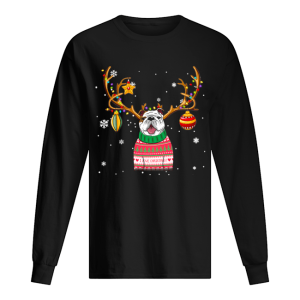 Bulldog Reindeer Christmas Holiday Funny T Shirt 1