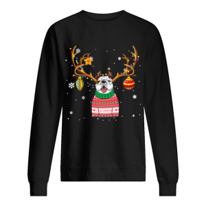 Bulldog Reindeer Christmas Holiday Funny T Shirt 2