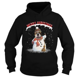 Bulldog snowman Merry Christmas shirt 1