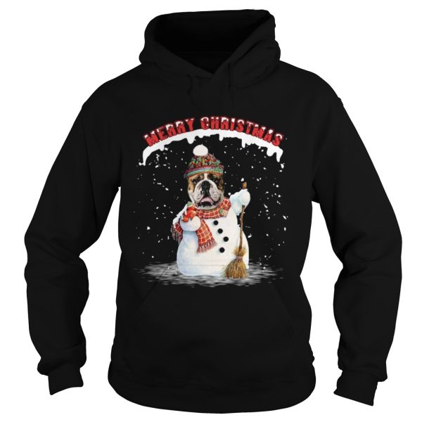 Bulldog snowman Merry Christmas shirt