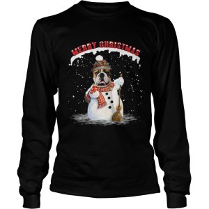 Bulldog snowman Merry Christmas shirt 2