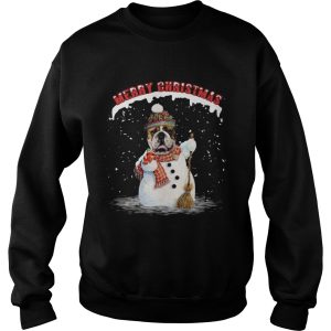 Bulldog snowman Merry Christmas shirt 3