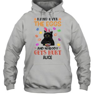 Bunny Black Cat Hand Over The Eggs And Nobody Gets Hurt Alive Happy Easter 2021 shirt 5