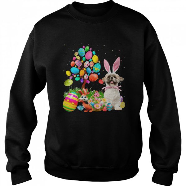 Bunny Shih Tzu Dog And Bunny Happy Easter Eggs shirt