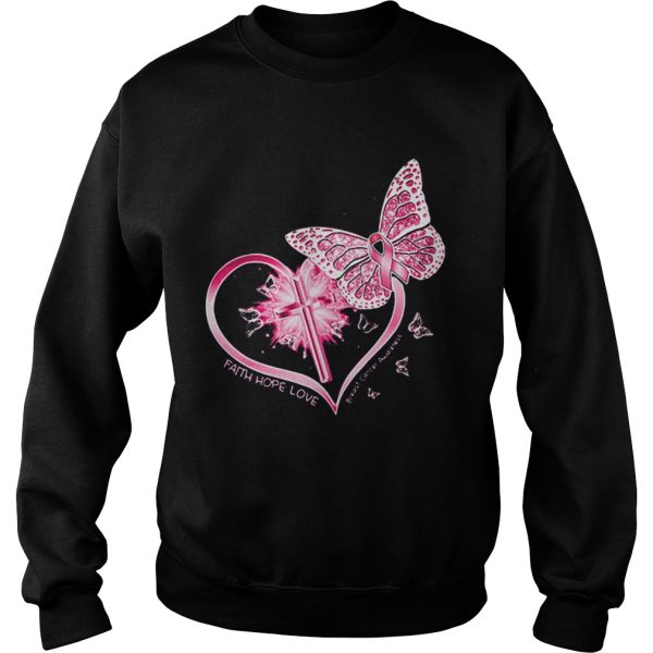 Butterflies heart faith hope love breast cancer awareness shirt