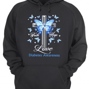 Butterfly Cross Faith Hope Love Diabetes Awareness Shirt 3