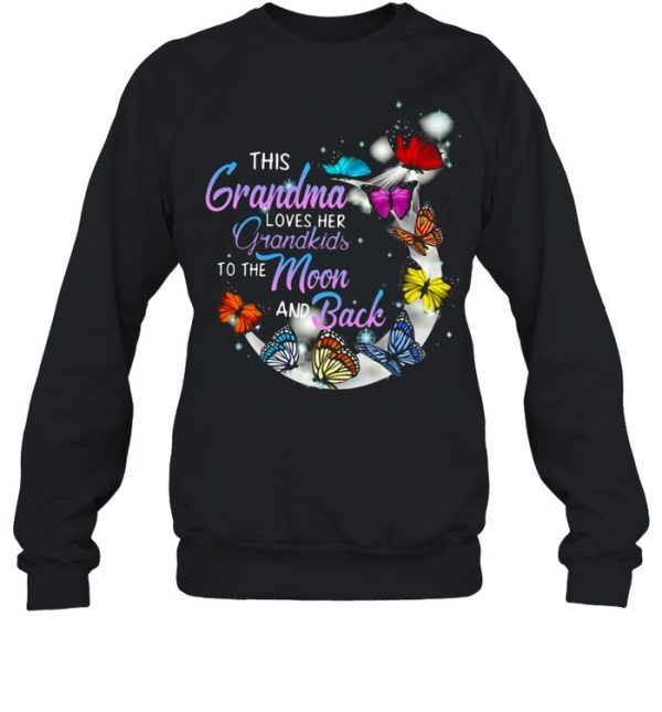 Butterfly This Grandma Loves Her Grandkids To The Moon And Back T-shirt