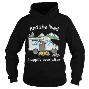 Camping girl and dog and she lived happily ever after t shirt 1