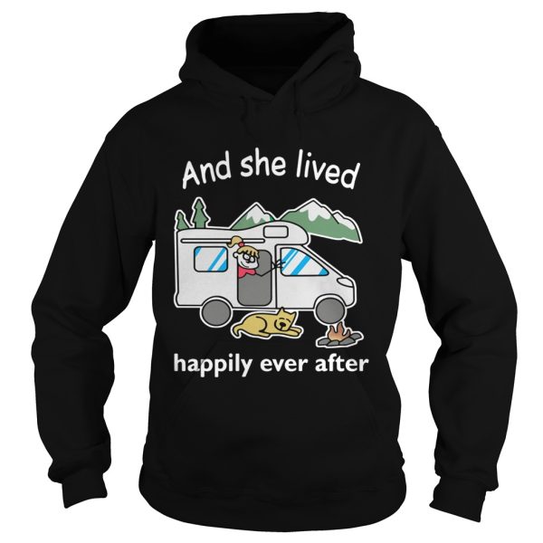 Camping girl and dog and she lived happily ever after t-shirt