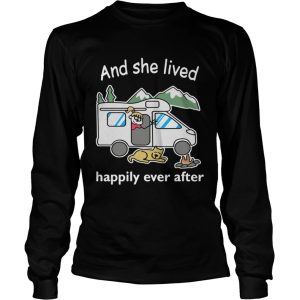 Camping girl and dog and she lived happily ever after t shirt 2