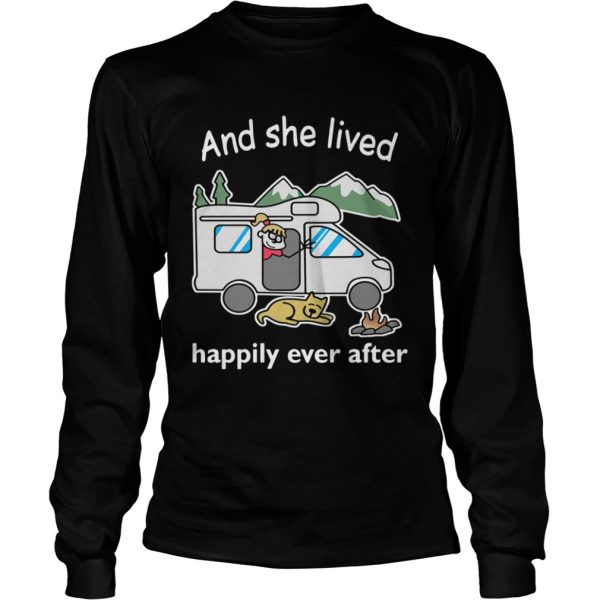 Camping girl and dog and she lived happily ever after t-shirt