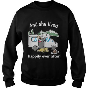 Camping girl and dog and she lived happily ever after t shirt 3