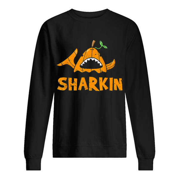 Cartoon Halloween Shark Sharkin Pumpkin Joke shirt