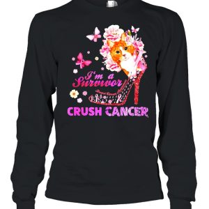 Cat And Flower And Butterfly And High Heels I'm A Survivor Crush Cancer T shirt 3