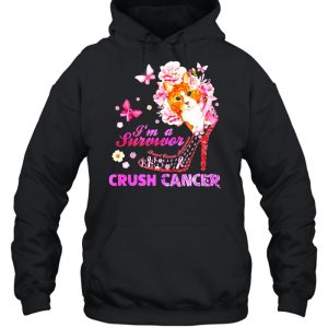 Cat And Flower And Butterfly And High Heels I'm A Survivor Crush Cancer T shirt 5