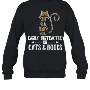 Cat Easily Distracted By Cats And Books T shirt 2