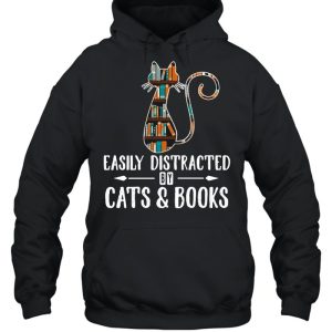 Cat Easily Distracted By Cats And Books T shirt 3