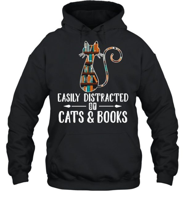 Cat Easily Distracted By Cats And Books T-shirt