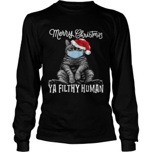 Cat Face Mask Merry Christmas Ya Filthy Human shirt 2