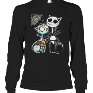 Cat Jack Skellington And Sally Happy Halloween T-Shirt